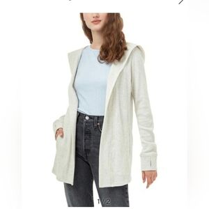 10TREE WAFFLE ORGANIC COTTON BLEND HOODED CARDIGAN IN Taupe - S